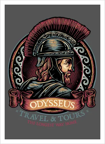 Odysseus Travel and Tours - Movie, film, myth, adventure, poem, action, fantasy, mythic - Artprint