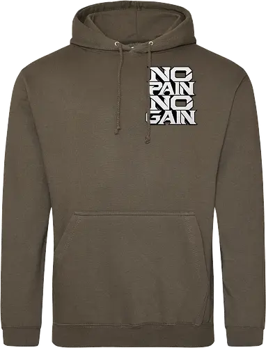 Stacked Power – No Pain No Gain - no pain no gain, stacked power, fitness, black and white, gym, workout, bodybuilding, weightlifting, training, motivation, discipline, strength, mindset, determination, athletic, sportswear, streetwear, gym wear, fitness apparel, motivational design, typographic design, typography, bold typography, minimalist, modern, geometric, power, performance, strength training, workout motivation, gym motivation, fitness lifestyle, athlete, sports fashion, gym shirt, fitness shirt, motivational shirt, premium streetwear - Standard Hoodie