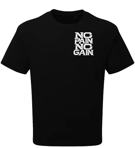 Stacked Power – No Pain No Gain - no pain no gain, stacked power, fitness, black and white, gym, workout, bodybuilding, weightlifting, training, motivation, discipline, strength, mindset, determination, athletic, sportswear, streetwear, gym wear, fitness apparel, motivational design, typographic design, typography, bold typography, minimalist, modern, geometric, power, performance, strength training, workout motivation, gym motivation, fitness lifestyle, athlete, sports fashion, gym shirt, fitness shirt, motivational shirt, premium streetwear - Oversize T-Shirt