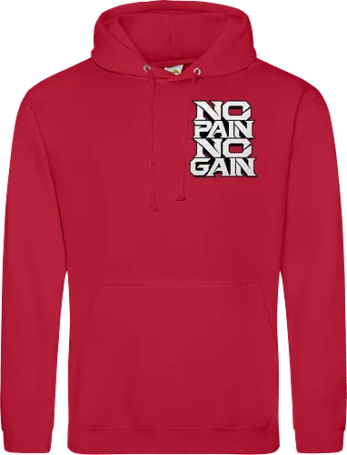 Stacked Power – No Pain No Gain - no pain no gain, stacked power, fitness, black and white, gym, workout, bodybuilding, weightlifting, training, motivation, discipline, strength, mindset, determination, athletic, sportswear, streetwear, gym wear, fitness apparel, motivational design, typographic design, typography, bold typography, minimalist, modern, geometric, power, performance, strength training, workout motivation, gym motivation, fitness lifestyle, athlete, sports fashion, gym shirt, fitness shirt, motivational shirt, premium streetwear - Standard Hoodie