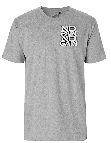 Stacked Power – No Pain No Gain - no pain no gain, stacked power, fitness, black and white, gym, workout, bodybuilding, weightlifting, training, motivation, discipline, strength, mindset, determination, athletic, sportswear, streetwear, gym wear, fitness apparel, motivational design, typographic design, typography, bold typography, minimalist, modern, geometric, power, performance, strength training, workout motivation, gym motivation, fitness lifestyle, athlete, sports fashion, gym shirt, fitness shirt, motivational shirt, premium streetwear - Fairtrade T-Shirt