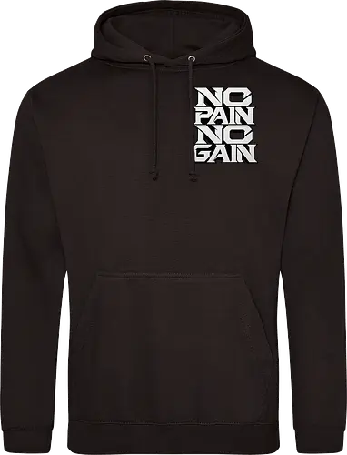 Stacked Power – No Pain No Gain - no pain no gain, stacked power, fitness, black and white, gym, workout, bodybuilding, weightlifting, training, motivation, discipline, strength, mindset, determination, athletic, sportswear, streetwear, gym wear, fitness apparel, motivational design, typographic design, typography, bold typography, minimalist, modern, geometric, power, performance, strength training, workout motivation, gym motivation, fitness lifestyle, athlete, sports fashion, gym shirt, fitness shirt, motivational shirt, premium streetwear - Standard Hoodie