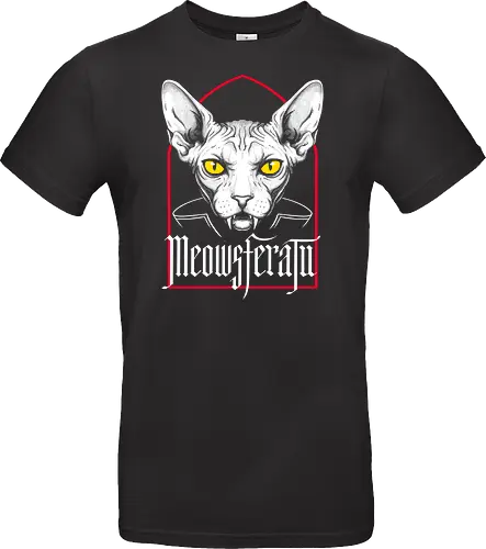 Meowsferatu - fantasy, popculture, catlover, cartoon, illustration, meowsferatu, vampire, cat, gothic, horror, terror, halloween, spooky, creepy, dark, gothicart, vampirecat, blackcat, retro, vintage, monster, cinema, classic, horrorfan, scary, nocturnal, occult, darkart, macabre, gothicstyle - Standard T-Shirt
