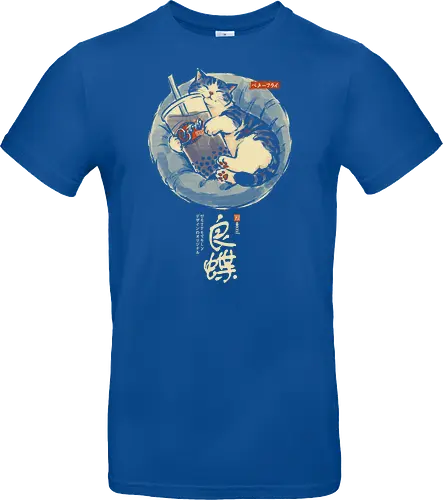 Boba Cat - cat lover, sleeping cat, art print, cozy, aesthetic, cat, boba, funny, vintage, retro, japanese, cute, boba tea, bubble tea, kawaii - Standard T-Shirt