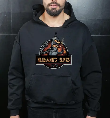 Robot against Humanity - comedy, humor, robot, TV series, animated, animation, sitcom, space, sci-fi - Cropped Hoodie