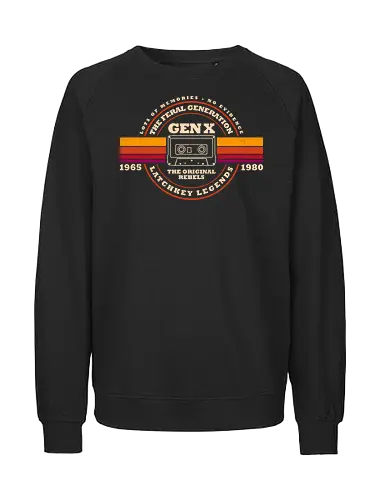 Gen X - The Original Rebels - latchkey kid, nostalgia, old school, retro tech, vintage, generation x, 70s, 80s, 90s, cassette, childhood, funny, funnytee, humor, im not old im classic - Fairtrade Sweatshirt