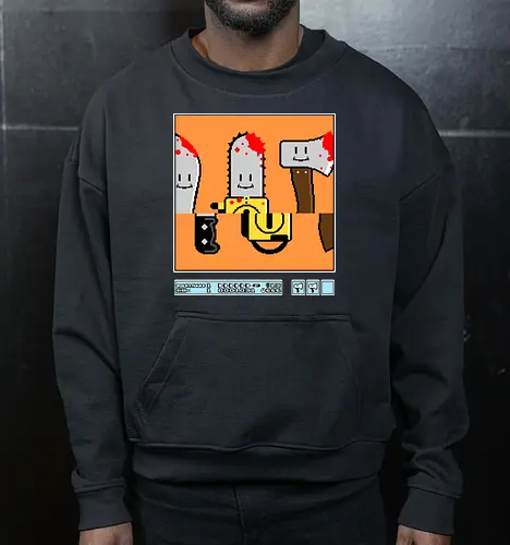 Halloween Roulette - vintage, halloween, 80s, 8bit, funny, gamer, gaming, halloween gifts, horror, nostalgia, pixelart, retro, scary, spooky, video game - Cropped Sweatshirt