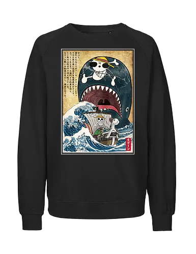 Goodbye Laboon woodblock - anime, manga, japan, japanese art, Pirate, laboon - Fairtrade Sweatshirt