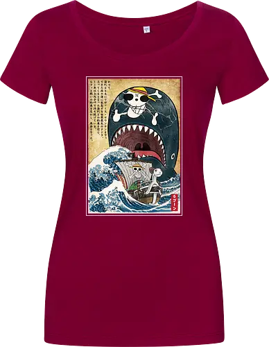 Goodbye Laboon woodblock - anime, manga, japan, japanese art, Pirate, laboon - Women T-Shirt