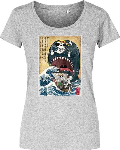 Goodbye Laboon woodblock - anime, manga, japan, japanese art, Pirate, laboon - Women T-Shirt