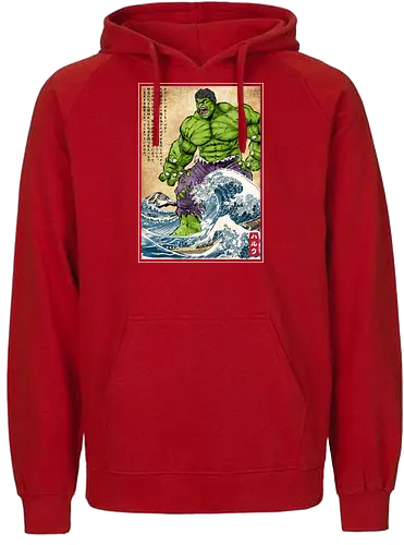 The green fury in Japan - super heroes, comics, action movies, fantastics, four, japanese art, japan, ukiyo e - Fairtrade Hoodie