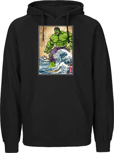 The green fury in Japan - super heroes, comics, action movies, fantastics, four, japanese art, japan, ukiyo e - Fairtrade Hoodie