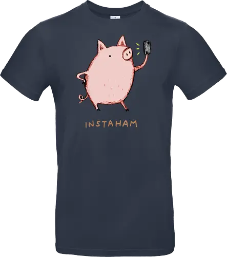 Der Berühmteste Influencer Auf Dem Bauernhof - süße Figur, lustiges Schwein, süßes Tier, Tier-Selfie, Schweinehumor, Wortspiel, digitale Kultur, soziale Medien, Influencer, Schweinezeichnung, lustige Kunst, Tierliebhaber, Bauernhoftier, Illustration, kreativer Humor - Standard T-Shirt