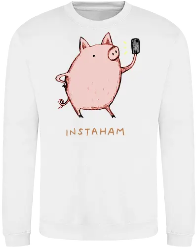 Der Berühmteste Influencer Auf Dem Bauernhof - süße Figur, lustiges Schwein, süßes Tier, Tier-Selfie, Schweinehumor, Wortspiel, digitale Kultur, soziale Medien, Influencer, Schweinezeichnung, lustige Kunst, Tierliebhaber, Bauernhoftier, Illustration, kreativer Humor - Sweatshirt