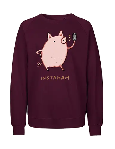 Der Berühmteste Influencer Auf Dem Bauernhof - süße Figur, lustiges Schwein, süßes Tier, Tier-Selfie, Schweinehumor, Wortspiel, digitale Kultur, soziale Medien, Influencer, Schweinezeichnung, lustige Kunst, Tierliebhaber, Bauernhoftier, Illustration, kreativer Humor - Fairtrade Sweatshirt