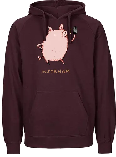 Der Berühmteste Influencer Auf Dem Bauernhof - süße Figur, lustiges Schwein, süßes Tier, Tier-Selfie, Schweinehumor, Wortspiel, digitale Kultur, soziale Medien, Influencer, Schweinezeichnung, lustige Kunst, Tierliebhaber, Bauernhoftier, Illustration, kreativer Humor - Fairtrade Hoodie