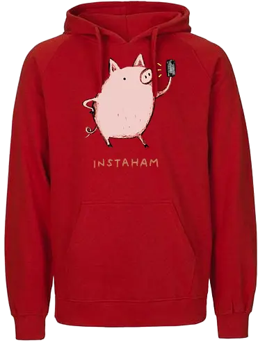 Der Berühmteste Influencer Auf Dem Bauernhof - süße Figur, lustiges Schwein, süßes Tier, Tier-Selfie, Schweinehumor, Wortspiel, digitale Kultur, soziale Medien, Influencer, Schweinezeichnung, lustige Kunst, Tierliebhaber, Bauernhoftier, Illustration, kreativer Humor - Fairtrade Hoodie