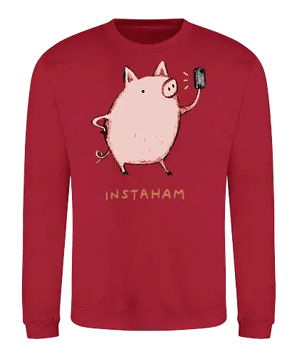 Der Berühmteste Influencer Auf Dem Bauernhof - süße Figur, lustiges Schwein, süßes Tier, Tier-Selfie, Schweinehumor, Wortspiel, digitale Kultur, soziale Medien, Influencer, Schweinezeichnung, lustige Kunst, Tierliebhaber, Bauernhoftier, Illustration, kreativer Humor - Sweatshirt