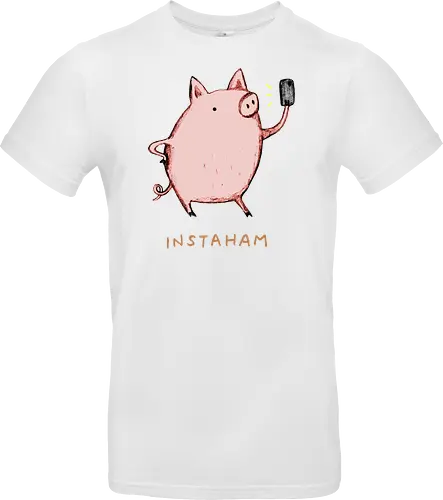 Der Berühmteste Influencer Auf Dem Bauernhof - süße Figur, lustiges Schwein, süßes Tier, Tier-Selfie, Schweinehumor, Wortspiel, digitale Kultur, soziale Medien, Influencer, Schweinezeichnung, lustige Kunst, Tierliebhaber, Bauernhoftier, Illustration, kreativer Humor - Standard T-Shirt