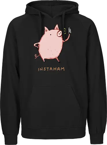 Der Berühmteste Influencer Auf Dem Bauernhof - süße Figur, lustiges Schwein, süßes Tier, Tier-Selfie, Schweinehumor, Wortspiel, digitale Kultur, soziale Medien, Influencer, Schweinezeichnung, lustige Kunst, Tierliebhaber, Bauernhoftier, Illustration, kreativer Humor - Fairtrade Hoodie