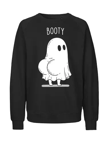 Spooky Thicc: The Booty Ghost - funny ghost shirt, booty ghost graphic tee, spooky thicc apparel, cute halloween clothing, bedsheet ghost merch, quirky aesthetic fashion, hilarious graphic tee, halloween party shirt, sarcastic meme streetwear, funny internet humor design - Fairtrade Sweatshirt