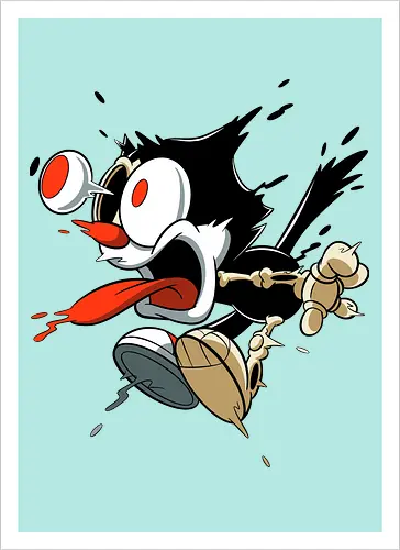 Freaky Katze - Kreatur aus dem Albtraum - freaky cat, gruselige katze, dunkle katze, horror kunst, skelett katze, monster katze, creepy cartoon, dark cartoon, felix the cat, felix cat, gothic art, body horror, seltsame kunst, horror kreatur, vintage horror, spooky art, geek art - Artprint