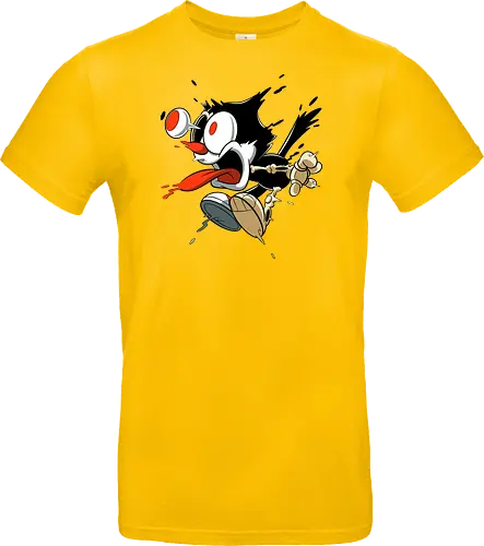 Freaky Katze - Kreatur aus dem Albtraum - freaky cat, gruselige katze, dunkle katze, horror kunst, skelett katze, monster katze, creepy cartoon, dark cartoon, felix the cat, felix cat, gothic art, body horror, seltsame kunst, horror kreatur, vintage horror, spooky art, geek art - Standard T-Shirt