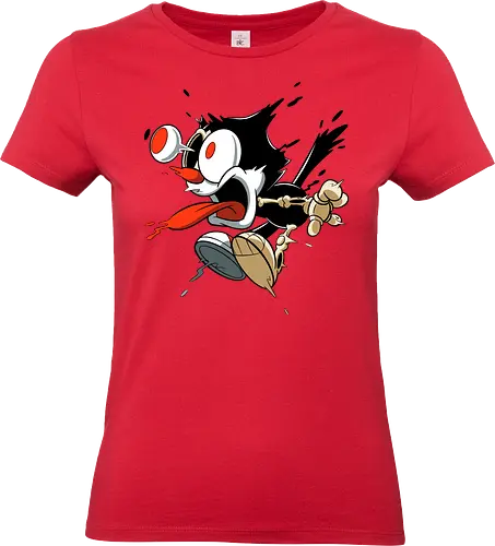 Freaky Katze - Kreatur aus dem Albtraum - freaky cat, gruselige katze, dunkle katze, horror kunst, skelett katze, monster katze, creepy cartoon, dark cartoon, felix the cat, felix cat, gothic art, body horror, seltsame kunst, horror kreatur, vintage horror, spooky art, geek art - Standard T-Shirt (Women)
