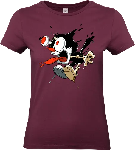 Freaky Katze - Kreatur aus dem Albtraum - freaky cat, gruselige katze, dunkle katze, horror kunst, skelett katze, monster katze, creepy cartoon, dark cartoon, felix the cat, felix cat, gothic art, body horror, seltsame kunst, horror kreatur, vintage horror, spooky art, geek art - Standard T-Shirt (Women)