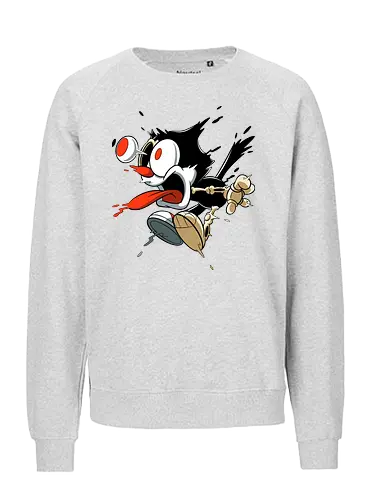 Freaky Katze - Kreatur aus dem Albtraum - freaky cat, gruselige katze, dunkle katze, horror kunst, skelett katze, monster katze, creepy cartoon, dark cartoon, felix the cat, felix cat, gothic art, body horror, seltsame kunst, horror kreatur, vintage horror, spooky art, geek art - Fairtrade Sweatshirt