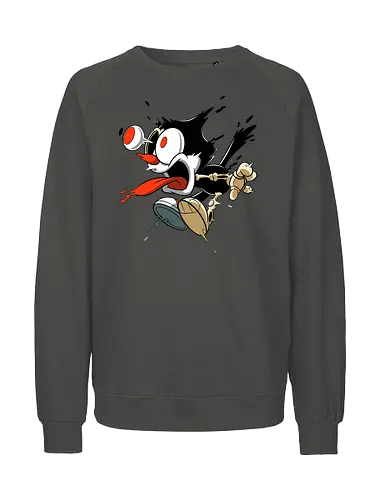 Freaky Katze - Kreatur aus dem Albtraum - freaky cat, gruselige katze, dunkle katze, horror kunst, skelett katze, monster katze, creepy cartoon, dark cartoon, felix the cat, felix cat, gothic art, body horror, seltsame kunst, horror kreatur, vintage horror, spooky art, geek art - Fairtrade Sweatshirt