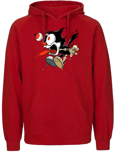 Freaky Katze - Kreatur aus dem Albtraum - freaky cat, gruselige katze, dunkle katze, horror kunst, skelett katze, monster katze, creepy cartoon, dark cartoon, felix the cat, felix cat, gothic art, body horror, seltsame kunst, horror kreatur, vintage horror, spooky art, geek art - Fairtrade Hoodie