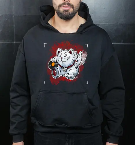 Heavy-Metal-Winkekatze - Katze, Heavy Metal, Metal, Winkekatze - Cropped Hoodie