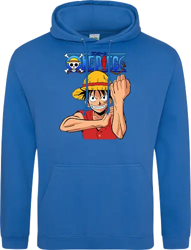 Gummipirat - Greift mit voller Kraft an - anime, manga, pirat, gomu gomu, shonen, strohhut, abenteuer, fantasy, piratenkönig, gear 2, klassischer anime, anime fan art, geek kultur - Standard Hoodie