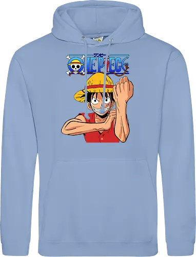 Gummipirat - Greift mit voller Kraft an - anime, manga, pirat, gomu gomu, shonen, strohhut, abenteuer, fantasy, piratenkönig, gear 2, klassischer anime, anime fan art, geek kultur - Standard Hoodie