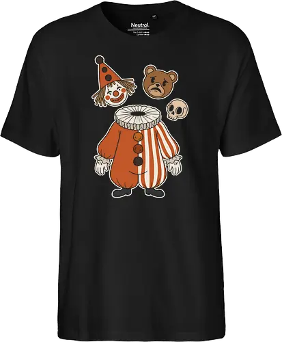 Pick Your Persona: The Vintage Harlequin - vintage clown shirt, weirdcore graphic tee, clowncore aesthetic apparel, creepy cute circus clothing, headless jester design, sad bear and skull, alternative halloween fashion, retro harlequin streetwear, macabre pop art tee, quirky identity graphic - Fairtrade T-Shirt
