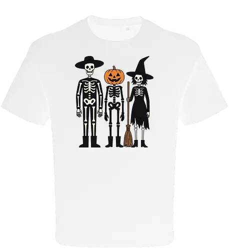 Trick-or-Treat Trio: The Spooky Squad - Halloween trick or treat shirt, spooky cute skeleton graphic, pumpkin head monster tee, nostalgic halloween apparel, witch and skeleton clothing, creepy cartoon streetwear, autumn spooky season merch, gothic animated characters, funny halloween squad shirt, alternative fall graphic tee - Oversize T-Shirt