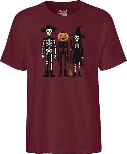 Trick-or-Treat Trio: The Spooky Squad - Halloween trick or treat shirt, spooky cute skeleton graphic, pumpkin head monster tee, nostalgic halloween apparel, witch and skeleton clothing, creepy cartoon streetwear, autumn spooky season merch, gothic animated characters, funny halloween squad shirt, alternative fall graphic tee - Fairtrade T-Shirt