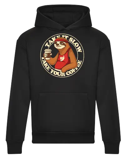 Slow Brew Runner - humor, food, coffee, sloth, running, sports, irony, funny, energy, morning, beverage, gym, relax, fitness - Heavyweight Hoodie