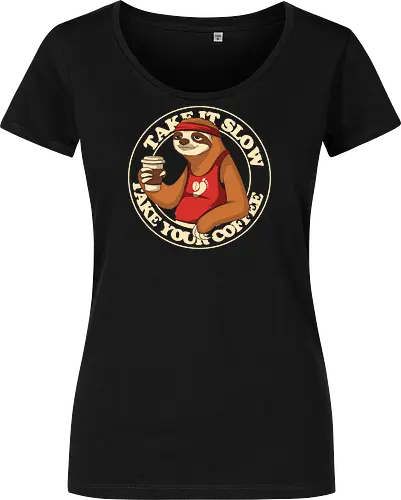 Slow Brew Runner - humor, food, coffee, sloth, running, sports, irony, funny, energy, morning, beverage, gym, relax, fitness - Women T-Shirt