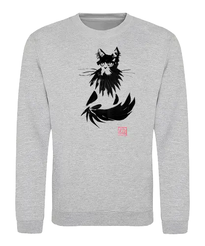 beardy cat - cat, sumie, japan - Sweatshirt