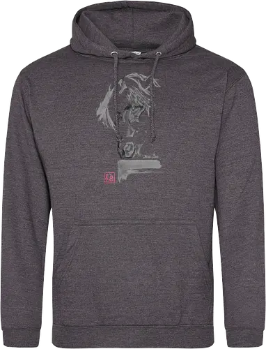 horse and cat - horse, sumie, japan, cat - Standard Hoodie