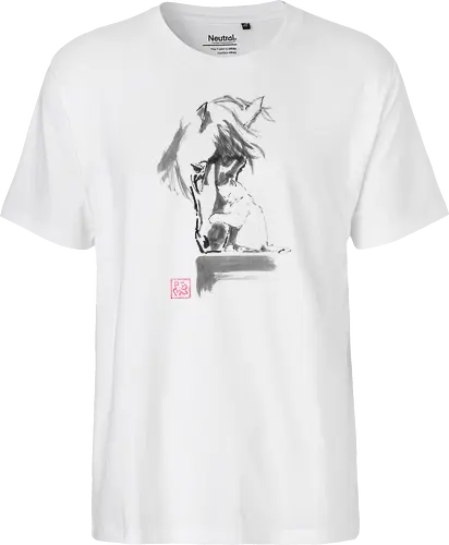 horse and cat - horse, sumie, japan, cat - Fairtrade T-Shirt
