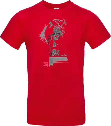 horse and cat - horse, sumie, japan, cat - Standard T-Shirt