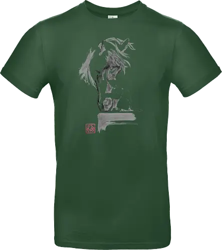 horse and cat - horse, sumie, japan, cat - Standard T-Shirt