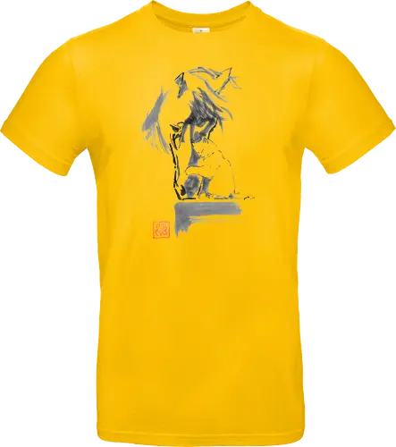 horse and cat - horse, sumie, japan, cat - Standard T-Shirt