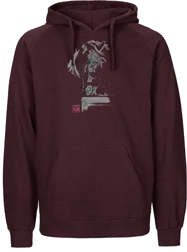 horse and cat - horse, sumie, japan, cat - Fairtrade Hoodie