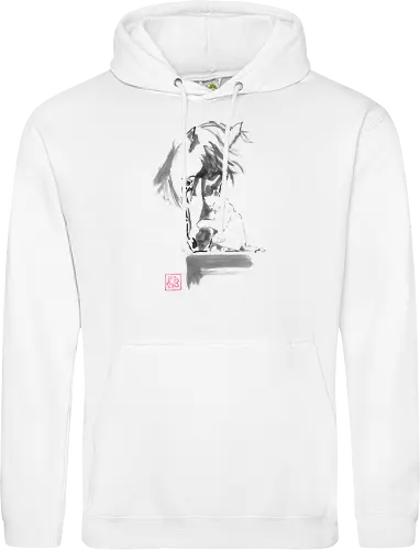 horse and cat - horse, sumie, japan, cat - Standard Hoodie