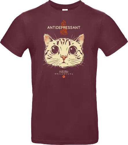 Antidepressant - cat, funny, vintage, retro, japanese, therapy, cute, mood, funny cat, cat lover, mental health, humor, kawaii, neko, quote, introvert, cat lover - Standard T-Shirt