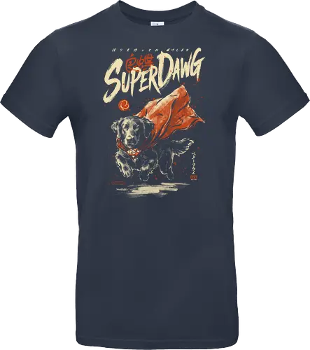 Super Dawg - superpower, comic, golden retriever, red cape, funny dog, parody, art print, sumi-e style, cool, dog, funny, vintage, retro, japanese, hero - Standard T-Shirt